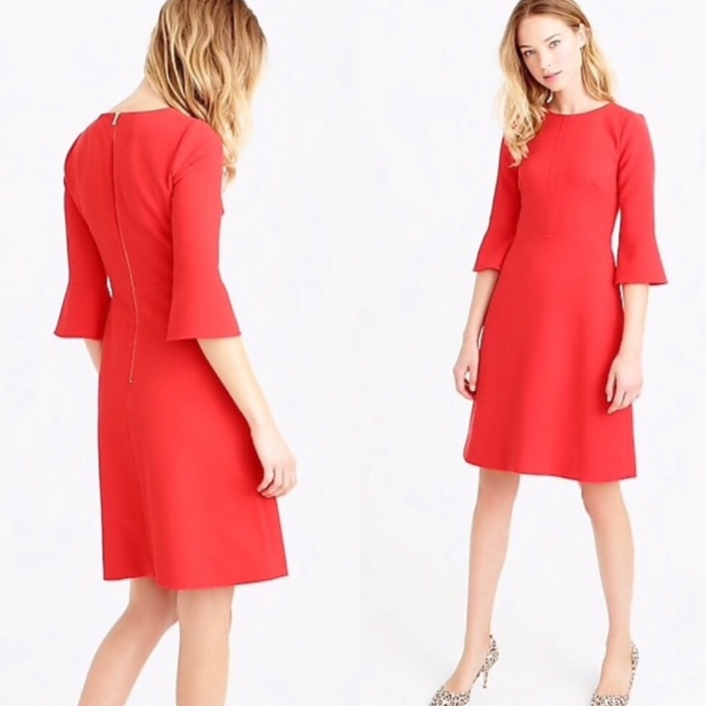 NEW J. Crew Bell-sleeve crepe Dress sz 0